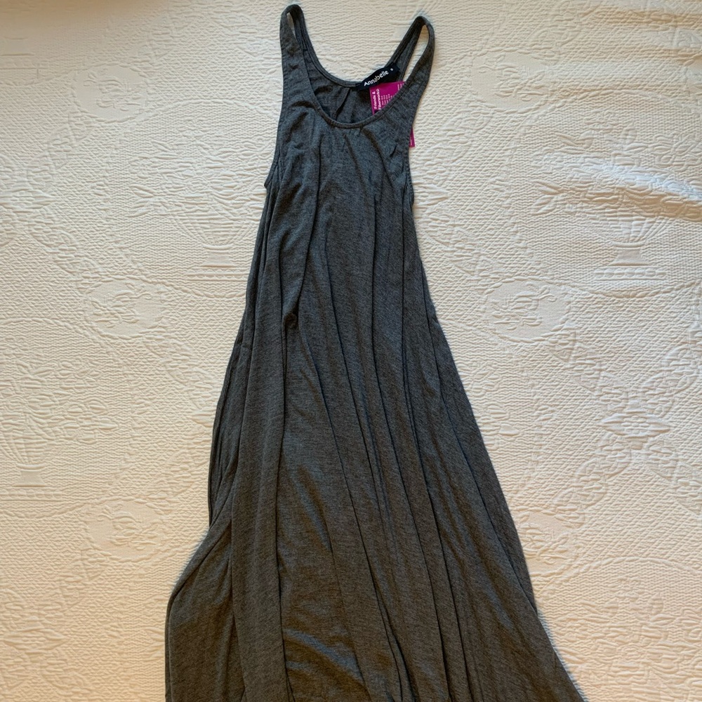 Super Soft Flowy Jersey Knit Deep Gray Harem Style Maxi Dress by Annabelle